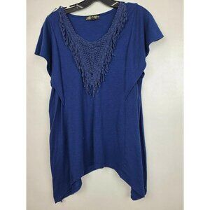 Absolutely Famous Tunic Top Navy Batwing Sleeve L